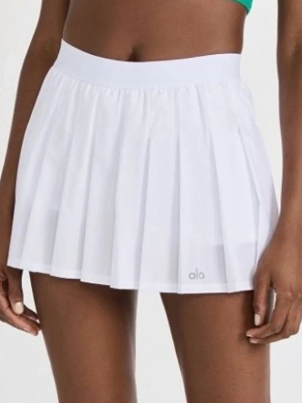 ALO Yoga White Pleated Mini Skirt